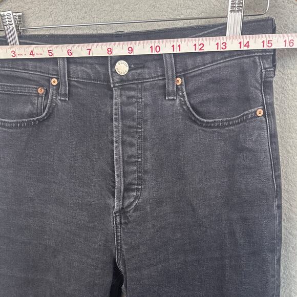 Aritzia Denim Forum Jeans The Arlo High Rise Straight Size 28 Black Wash Stretch - Picture 4 of 11